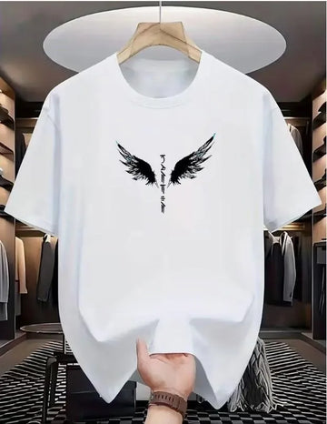 Men's Blue Printed Wings Dri Fit T-Shirt Round Neck Small to X-Large